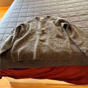 J. Crew Charcoal V-Neck Sweater worn once 100 % wool